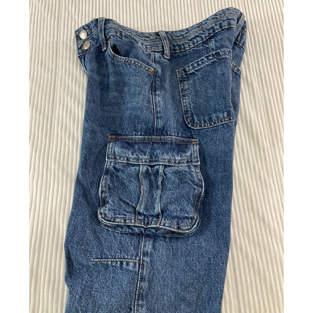 Aeropostale Womens 000R Baggy Wide Leg Cargo Jeans Blue Y2K Skater Grunge - Picture 3 of 13